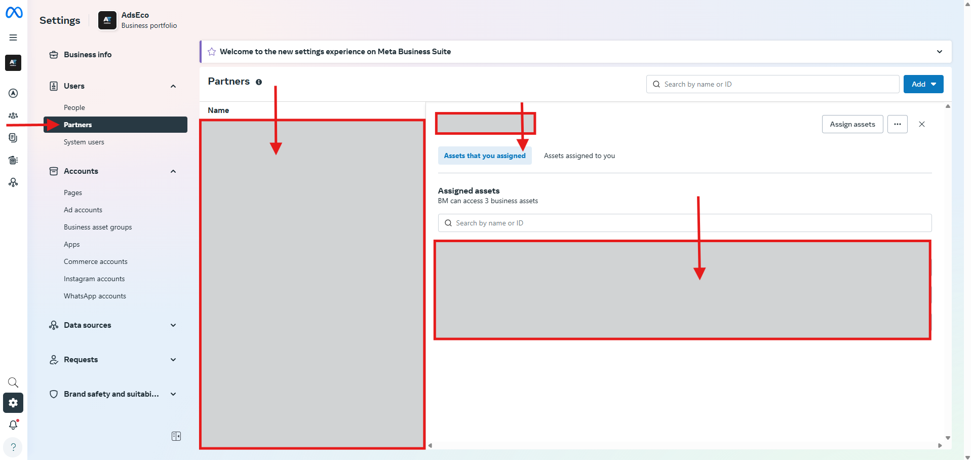 Meta Partner Assets Confirmation